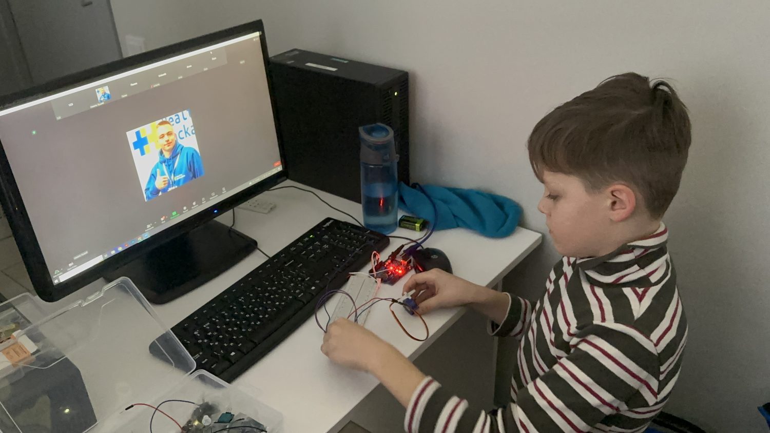 A student in a robotics class
